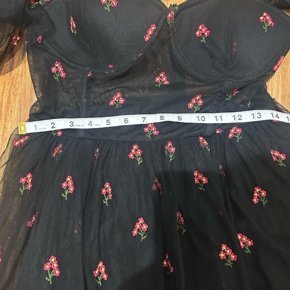 ASOS Floral Black Mesh Dress with Corset Details - Picture 8 of 12